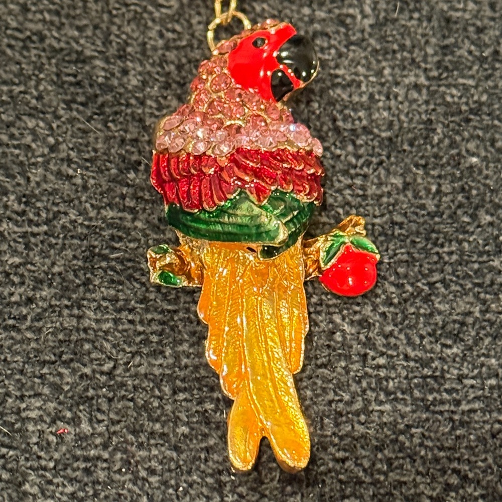 Colorful Parrot Rhinestone Keychain/Bag Charm (w/Gold Hardware)(NWT)